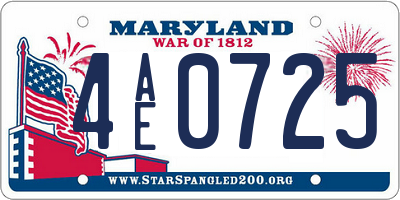 MD license plate 4AE0725
