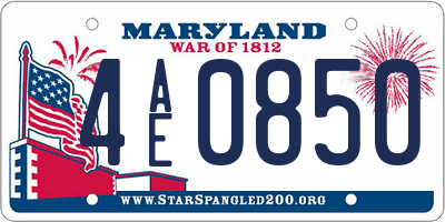 MD license plate 4AE0850