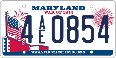 MD license plate 4AE0854