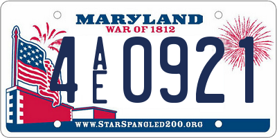 MD license plate 4AE0921