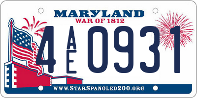 MD license plate 4AE0931
