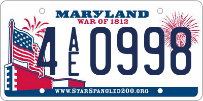 MD license plate 4AE0998