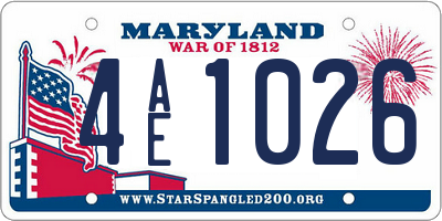 MD license plate 4AE1026