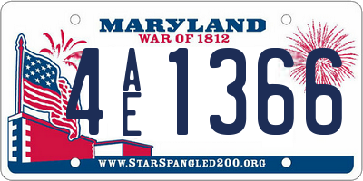 MD license plate 4AE1366