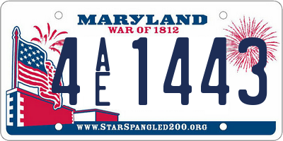 MD license plate 4AE1443