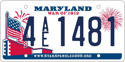 MD license plate 4AE1481