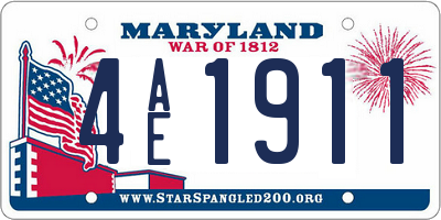MD license plate 4AE1911