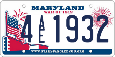 MD license plate 4AE1932