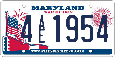 MD license plate 4AE1954