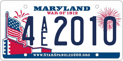 MD license plate 4AE2010