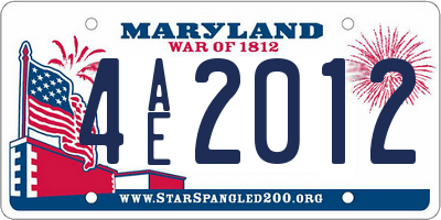 MD license plate 4AE2012