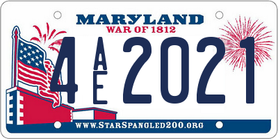 MD license plate 4AE2021