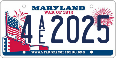 MD license plate 4AE2025