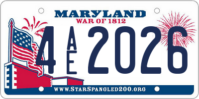 MD license plate 4AE2026