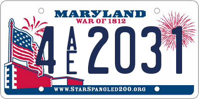 MD license plate 4AE2031