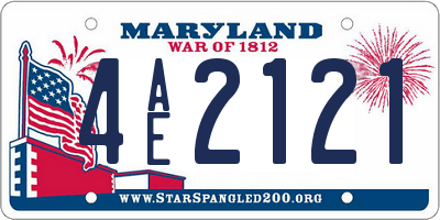 MD license plate 4AE2121