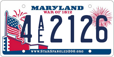 MD license plate 4AE2126