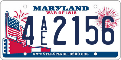 MD license plate 4AE2156