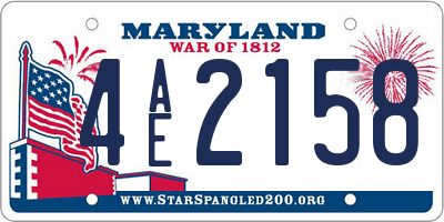 MD license plate 4AE2158