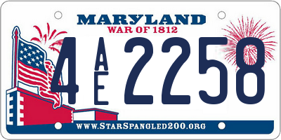 MD license plate 4AE2258