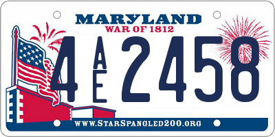 MD license plate 4AE2458
