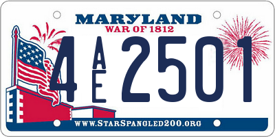 MD license plate 4AE2501