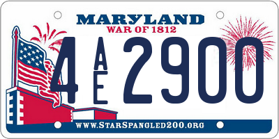 MD license plate 4AE2900