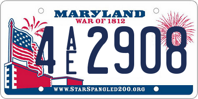 MD license plate 4AE2908
