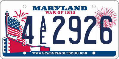 MD license plate 4AE2926