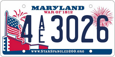 MD license plate 4AE3026