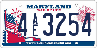 MD license plate 4AE3254