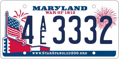 MD license plate 4AE3332