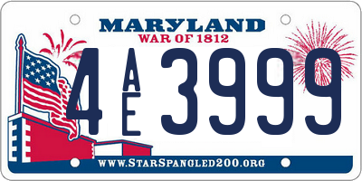 MD license plate 4AE3999
