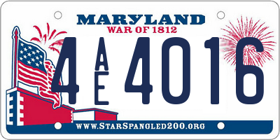 MD license plate 4AE4016
