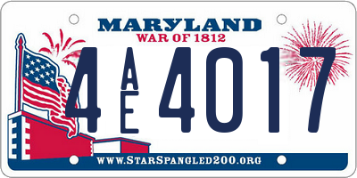 MD license plate 4AE4017