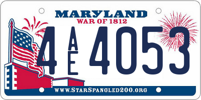 MD license plate 4AE4053