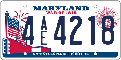 MD license plate 4AE4218