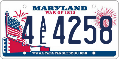 MD license plate 4AE4258