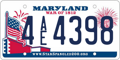 MD license plate 4AE4398