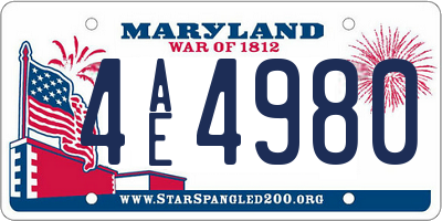MD license plate 4AE4980