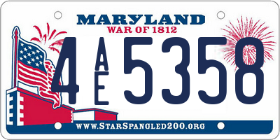 MD license plate 4AE5358