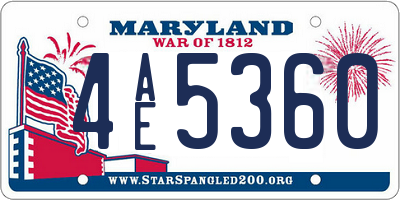 MD license plate 4AE5360