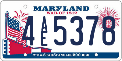 MD license plate 4AE5378