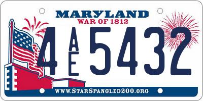 MD license plate 4AE5432