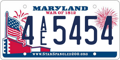 MD license plate 4AE5454