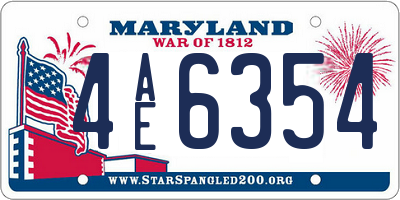 MD license plate 4AE6354