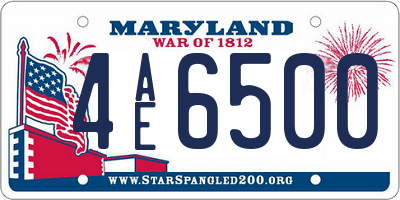 MD license plate 4AE6500