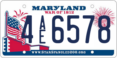 MD license plate 4AE6578