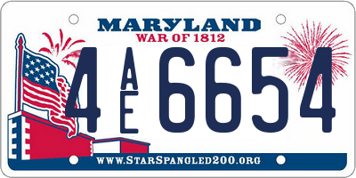 MD license plate 4AE6654