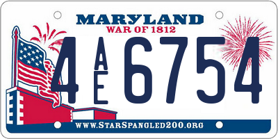 MD license plate 4AE6754